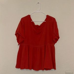 We The Free Orange/Red Peplum Oversized Loose Top Small